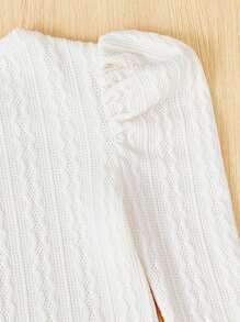 SHEIN 女大童素色羊腿袖T恤 - 白色 - 查看 3