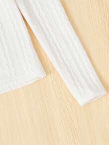 SHEIN 女大童素色羊腿袖T恤 - 白色 - 查看 4