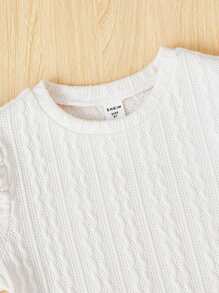 SHEIN 女大童素色羊腿袖T恤 - 白色 - 查看 5