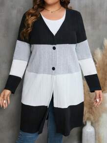 SHEIN LUNE Hơn Khối màu Nút phía trước áo - Nhiều màu - Xem 5