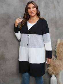 SHEIN LUNE Hơn Khối màu Nút phía trước áo - Nhiều màu - Xem 3