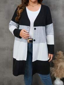 SHEIN LUNE Hơn Khối màu Nút phía trước áo - Nhiều màu - Xem 4