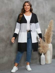 SHEIN LUNE Hơn Khối màu Nút phía trước áo - Nhiều màu - Xem 6