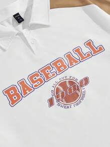 ROMWE MEN Prep 男士字母圖案拼接側邊接縫POLO衫 - 彩色 - 查看 4