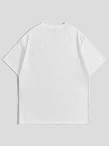 ROMWE MEN Goth Camiseta de manga caída con estampado de estrella cruzada para hombre, para Halloween, escuela - Blanco - Ver 2