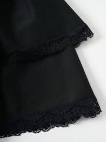 SHEIN Unity 蕾絲拼接交叉後背繫帶吊帶連衣裙 - 黑色 - 查看 5