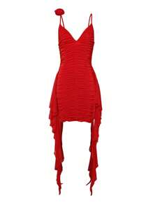 VaVaBold Solid Ruched Draped Detail Cami Dress