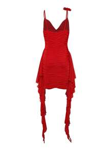 VaVaBold Solid Ruched Draped Detail Cami Dress