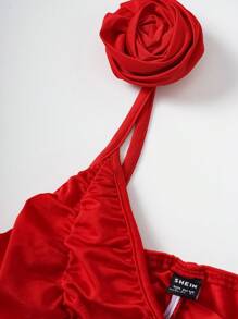 VaVaBold Solid Ruched Draped Detail Cami Dress