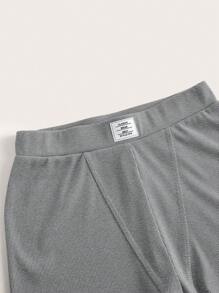 SHEIN EZwear Letter Patched Cycling Shorts - Grey - View 3