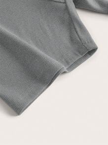 SHEIN EZwear Letter Patched Cycling Shorts - Grey - View 4