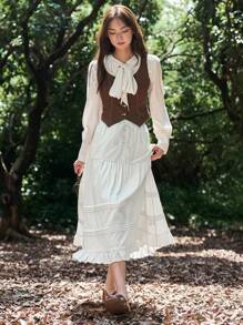 DAZY 前繫帶荷葉邊半身裙 - 白色 - 查看 6