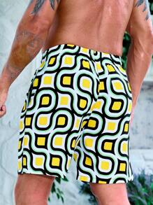 Surfspeed 男士幾何印花腰部抽繩泳褲 - 彩色 - 查看 2