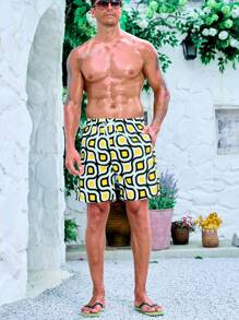 Surfspeed 男士幾何印花腰部抽繩泳褲 - 彩色 - 查看 4
