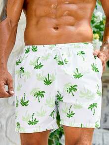 Surfspeed 男士熱帶圖案腰部抽繩泳褲