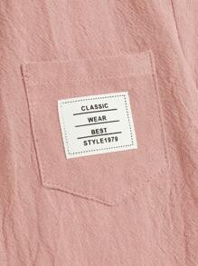 SHEIN 男小童字母補丁細節襯衫&短褲不帶T恤 - 藕粉色 - 查看 4