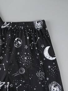 Tween Boys Space Planet Printed Homewear Set - Black - View 5
