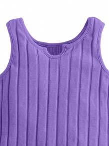 SHEIN Baby Girl Notched Neckline Tank Top & Tie Front Shorts