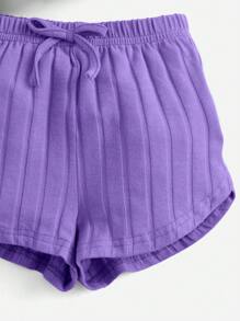 SHEIN Baby Girl Notched Neckline Tank Top & Tie Front Shorts