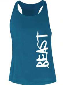 Manfinity Homme Men Letter Graphic Racerback Tank Top - Blue - View 3
