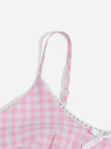 SHEIN EZwear Gingham Print Bow Front Cami Dress - Multicolor - View 5