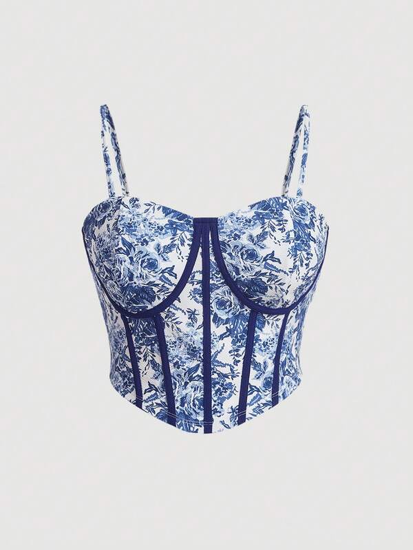 SHEIN MOD Plus Floral Print Bustier Cami Top