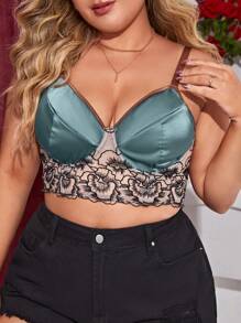 Talla grande Sujetador con encaje en contraste con aro - Multicolor - Ver 1