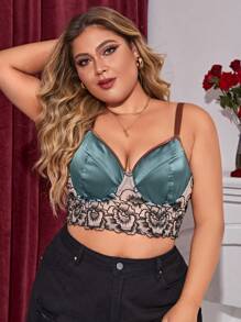 Talla grande Sujetador con encaje en contraste con aro - Multicolor - Ver 5