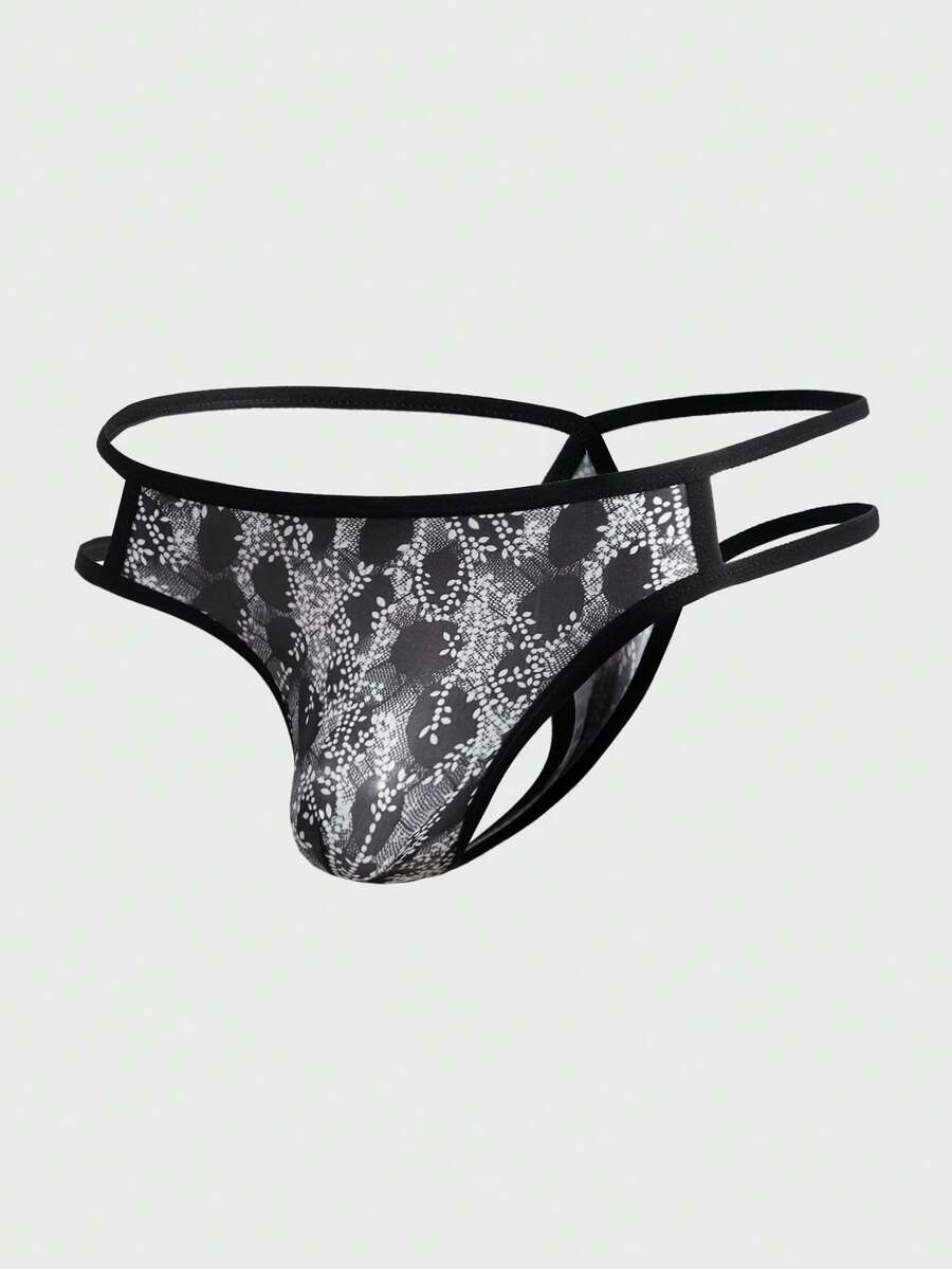 Hombres Ropa interior con estampado de dibujo sexy - Negro - Ver 1
