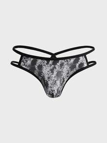 Hombres Ropa interior con estampado de dibujo sexy - Negro - Ver 3