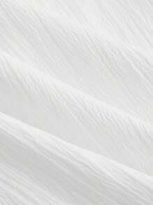 SHEIN MOD 素色前紐扣荷葉袖洋裝 - 白色 - 查看 3