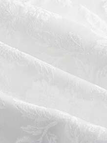 SHEIN MOD Vestido de tirantes con cordón delantero bajo con fruncido jacquard - Blanco - Ver 4