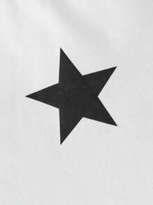 SHEIN Leap Crew Tween Girls' Casual Sports Knit Printed Raglan Long Sleeve - Black and White - View 3