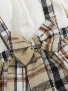 SHEIN 蝴蝶結 前蝴蝶結格子嬰童（女）套裝