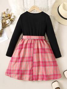 SHEIN 女大童字母圖案荷葉邊洋裝 - 彩色 - 查看 2