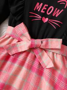 SHEIN 女大童字母圖案荷葉邊洋裝 - 彩色 - 查看 5