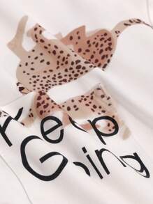 DAZY 字母&豹紋圖案睡衣套裝 - 杏色 - 查看 8
