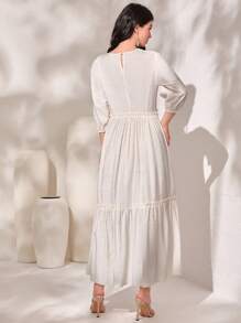 Al Najma 圖案印花褶邊荷葉邊娃娃裙 - 紫色 - 查看 2