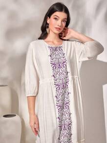 Al Najma 圖案印花褶邊荷葉邊娃娃裙 - 紫色 - 查看 3