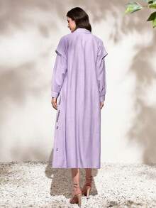 Mulvari Lantern Sleeve Shirt Dress & Coat - Lilac Purple - View 2