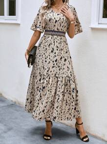 SHEIN LUNE 滿版印花荷葉邊連衣裙 - 彩色 - 查看 6