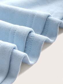 SHEIN BASICS Talla grande Shorts unicolor de cintura con cordón - Celeste - Ver 3