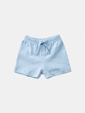 女嬰前打結素色彈性腰帶短褲