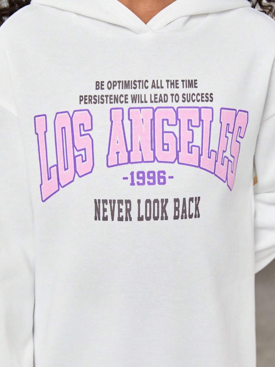 Tween Girl Slogan Graphic Drop Shoulder Hooded Dress,In Fall/Winter