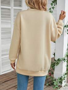 SHEIN LUNE Mẫu chữ Thả vai Áo nỉ - Màu be - Xem 2