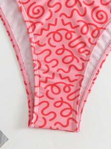 SHEIN Swim 全身印花钢圈比基尼套装，适合夏日海滩度假 - 彩色 - 查看 6