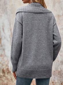 EMERY ROSE 落肩休闲设计开衫 - 灰色 - 查看 2