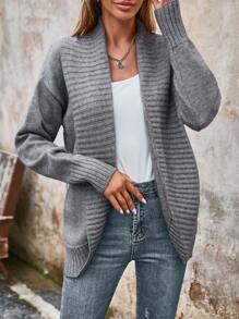 EMERY ROSE 落肩休闲设计开衫 - 灰色 - 查看 6