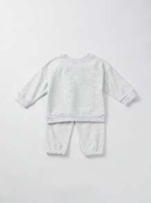 男嬰嬰兒字母圖案衛衣和衛褲 - 灰色 - 查看 2