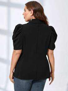 SHEIN Clasi Hơn Cổ áo Ống tay áo Áo vest - màu đen - Xem 2